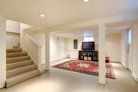 Basement with a concrete coating